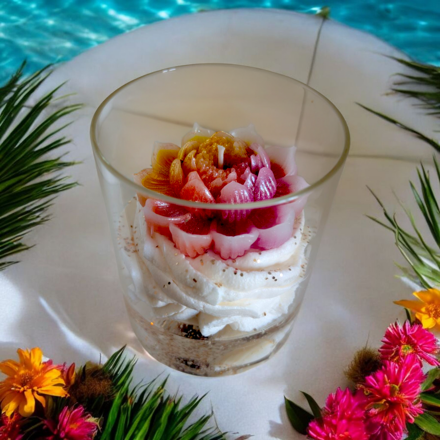 Bougie gourmande coquillage fleuri LIVE