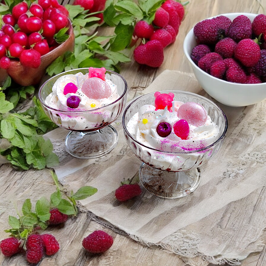 Bougie gourmande cheesecake fruits rouges